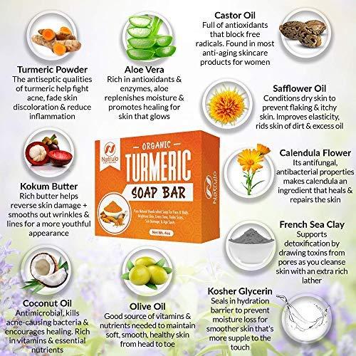 Jabón de Cúrcuma Orgánica Natrulo 113g - Limpieza Facial y Corporal