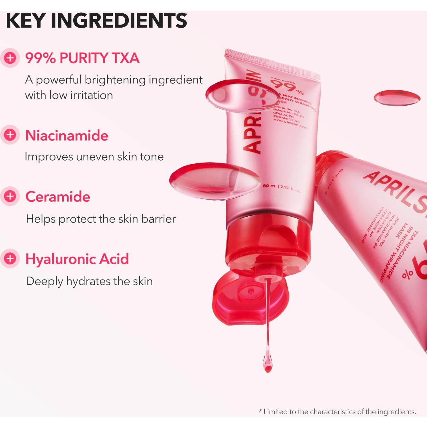 Mascarilla Nocturna APRILSKIN 80ml con 99% TXA y Niacinamida