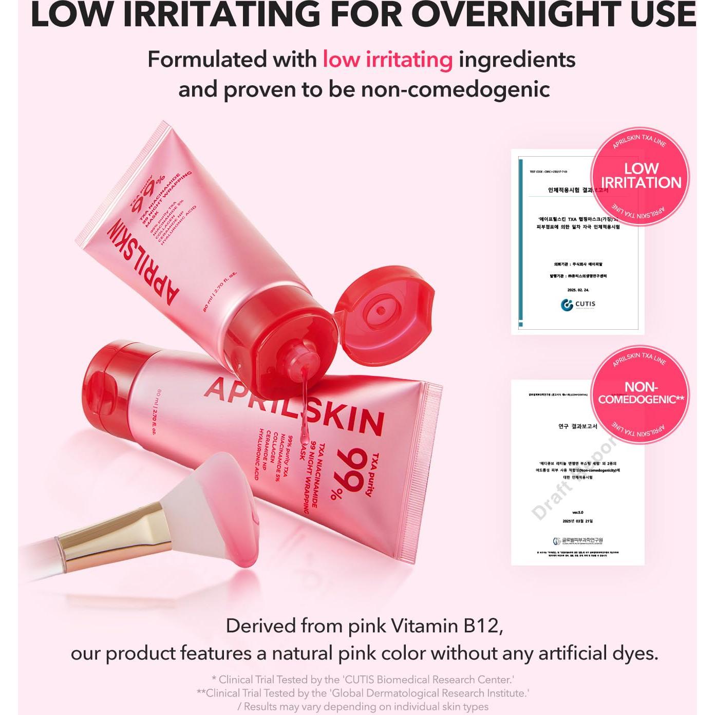 Mascarilla Nocturna APRILSKIN 80ml con 99% TXA y Niacinamida