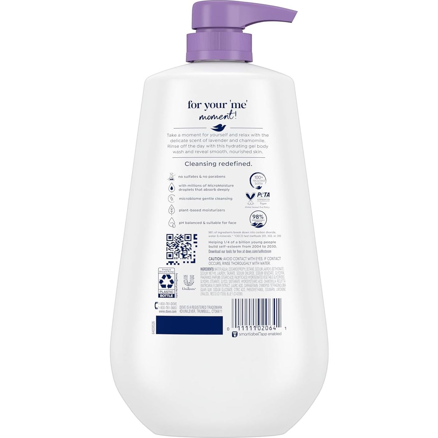 Gel de Ducha Dove 3 Pack 864 ml Lavanda y Manzanilla