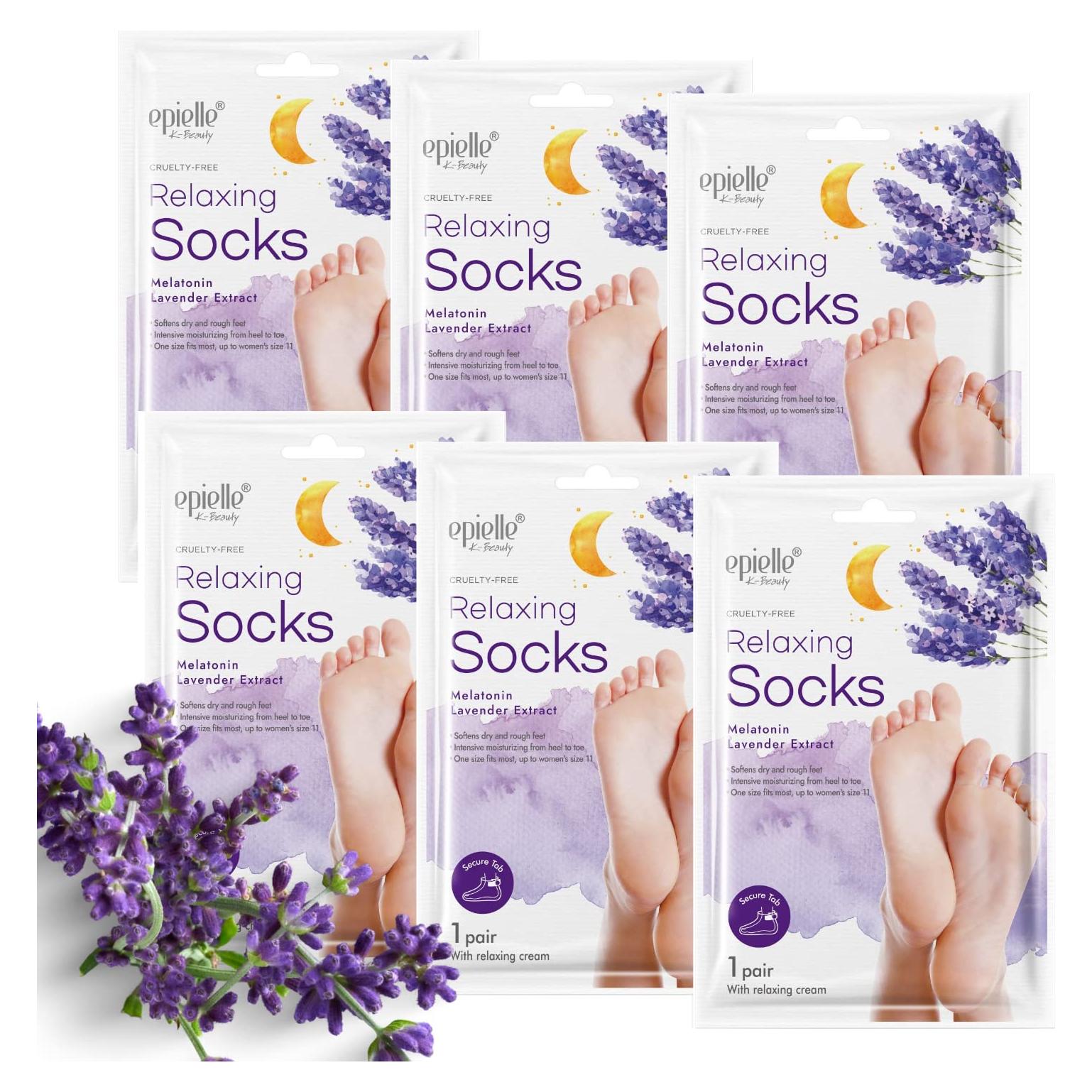 Mascarillas Hidratantes para Pies Epielle 6 Pares - Melatonina y Lavanda