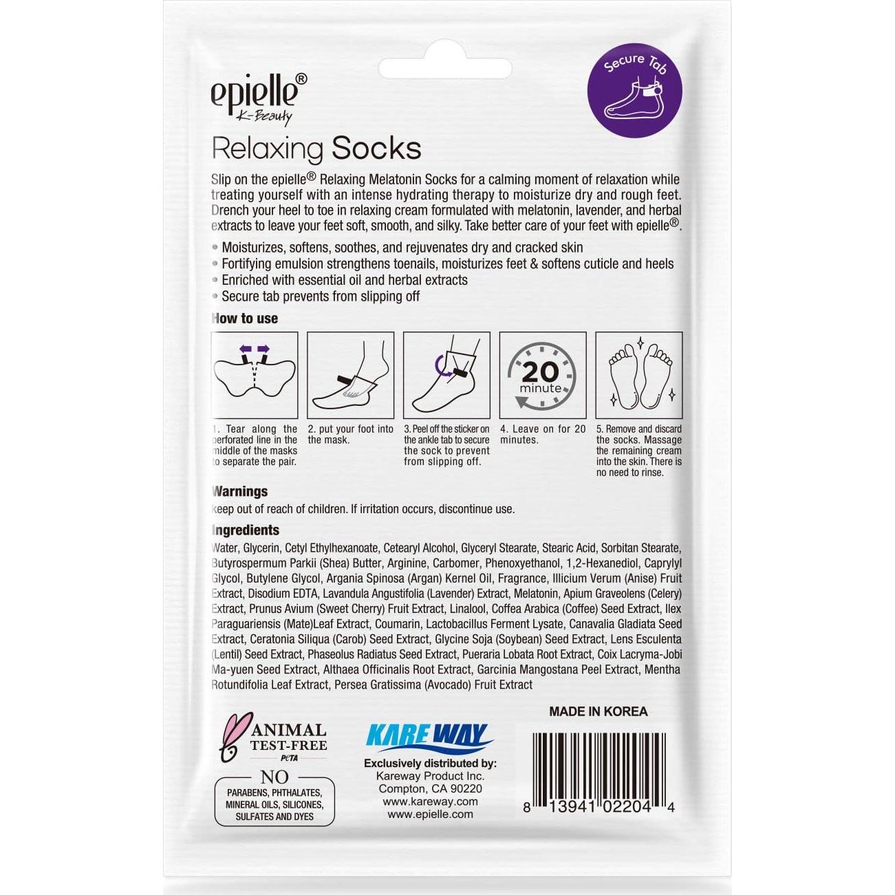 Mascarillas Hidratantes para Pies Epielle 6 Pares - Melatonina y Lavanda