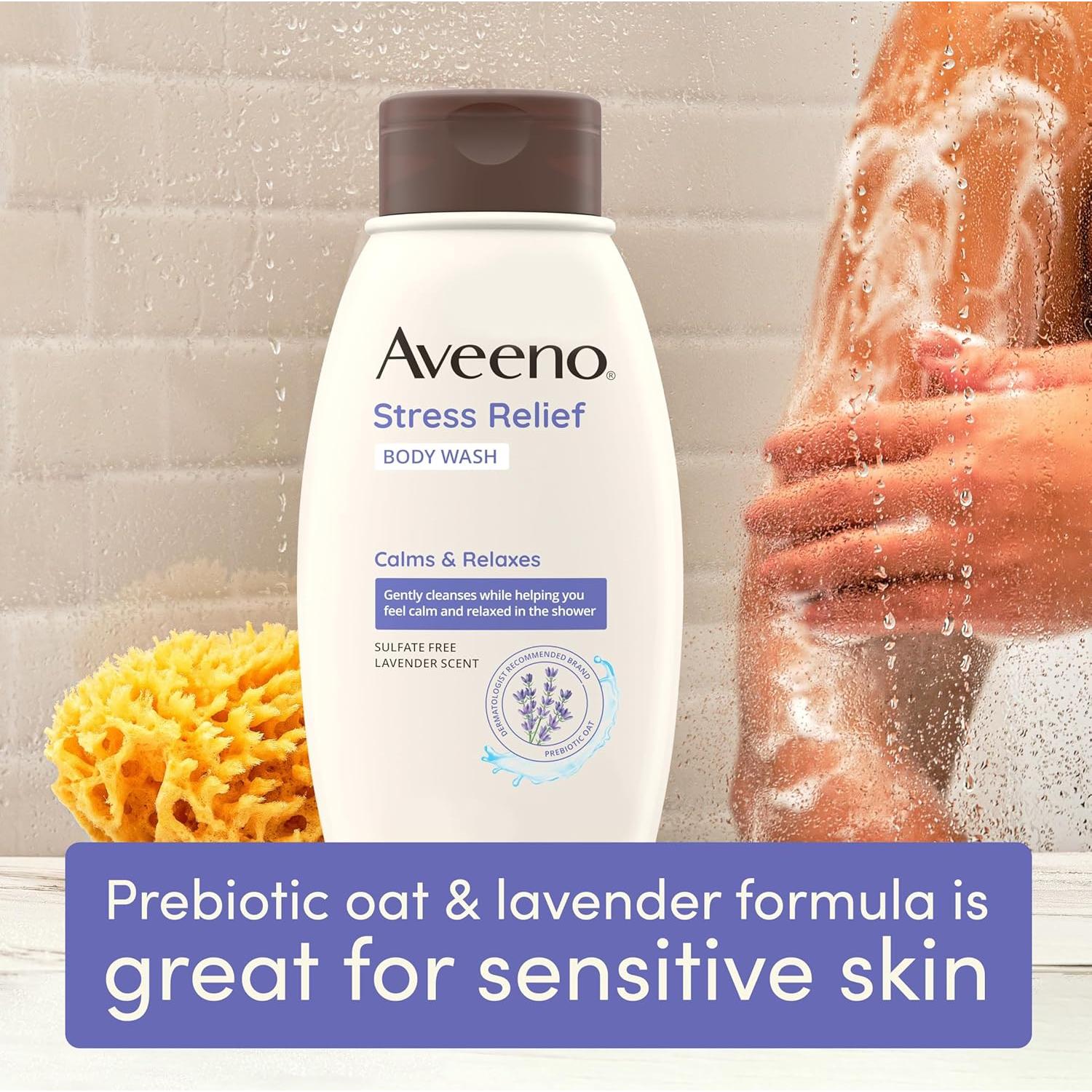 Set de Regalo Aveeno Alivio del Estrés - Gel de Ducha, Loción y Máscaras