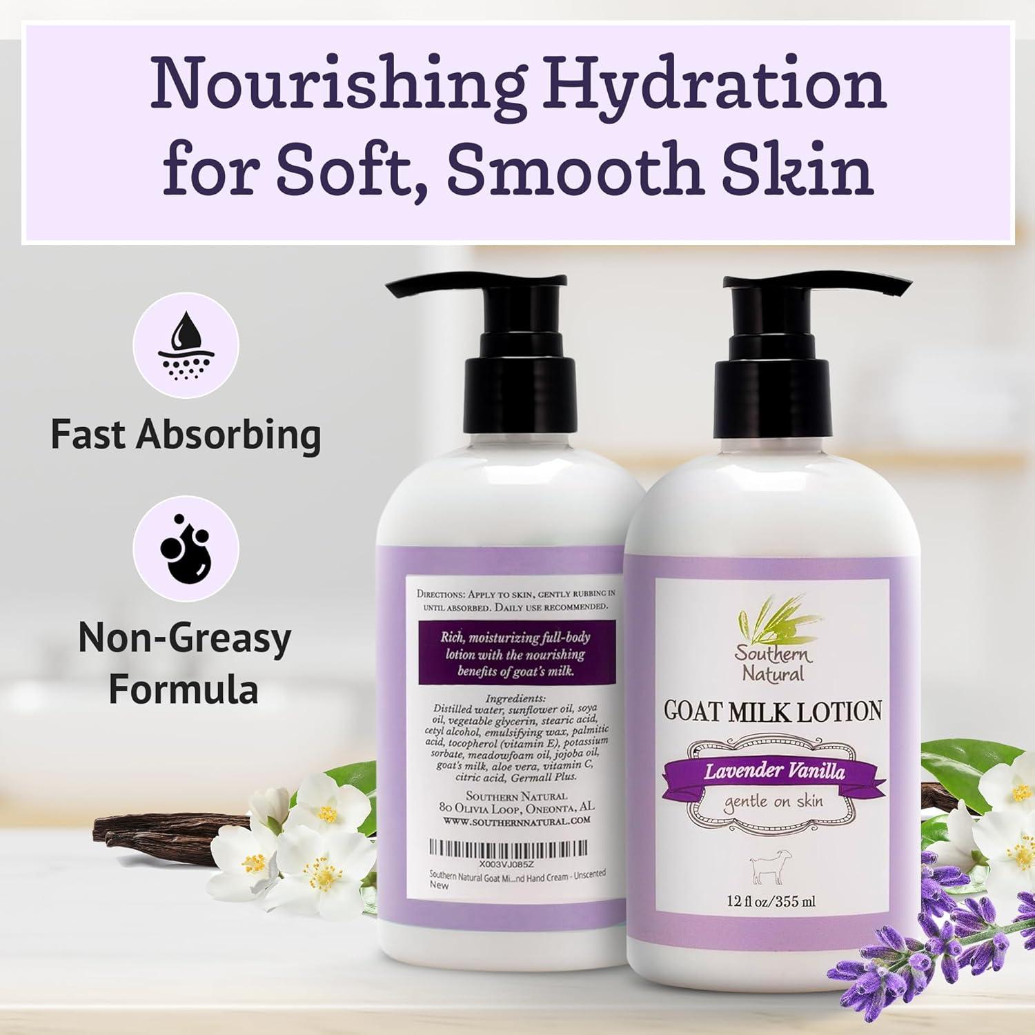 Loción Hidratante de Leche de Cabra Southern Natural 340g - Lavanda y Vainilla
