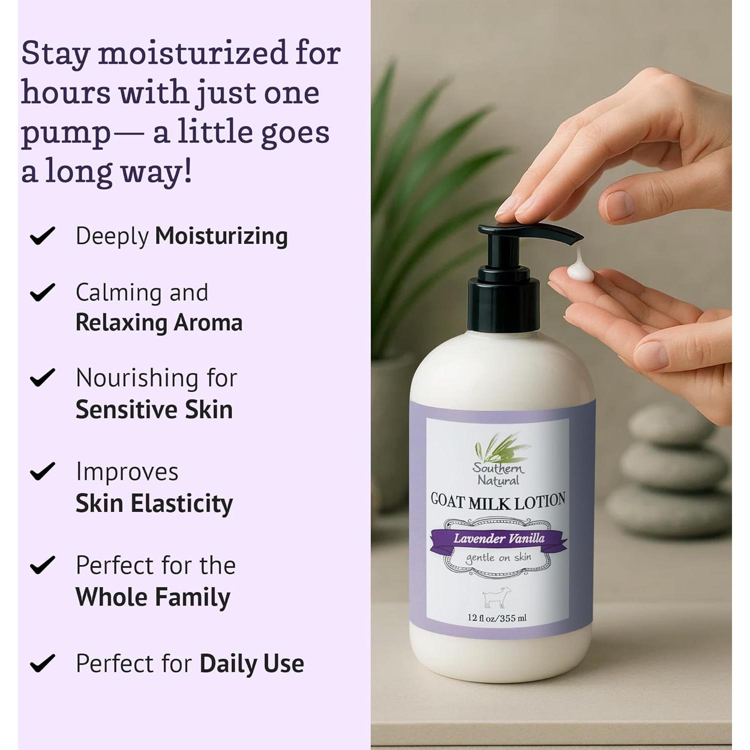 Loción Hidratante de Leche de Cabra Southern Natural 340g - Lavanda y Vainilla