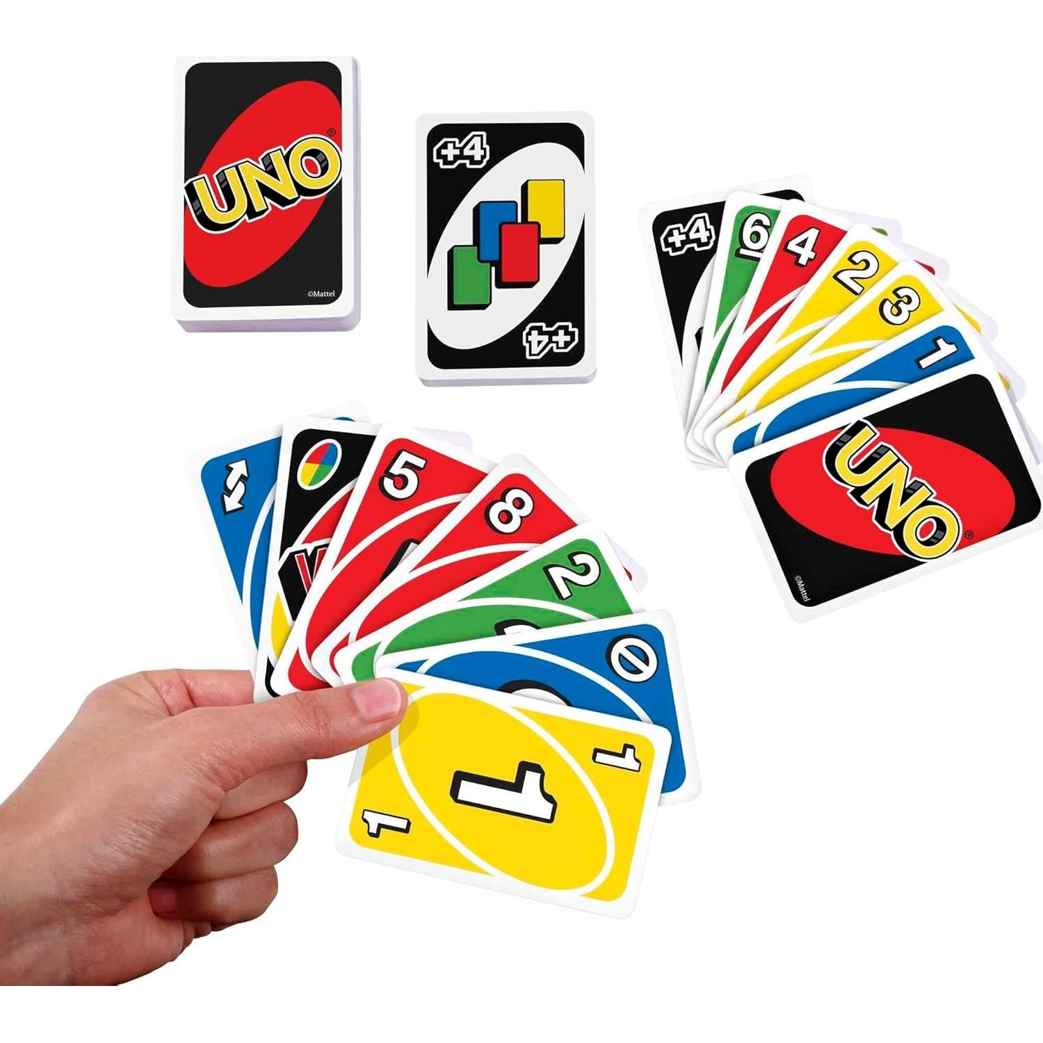 Juego de Cartas Mattel UNO, DOS y Skip-Bo en Estuche