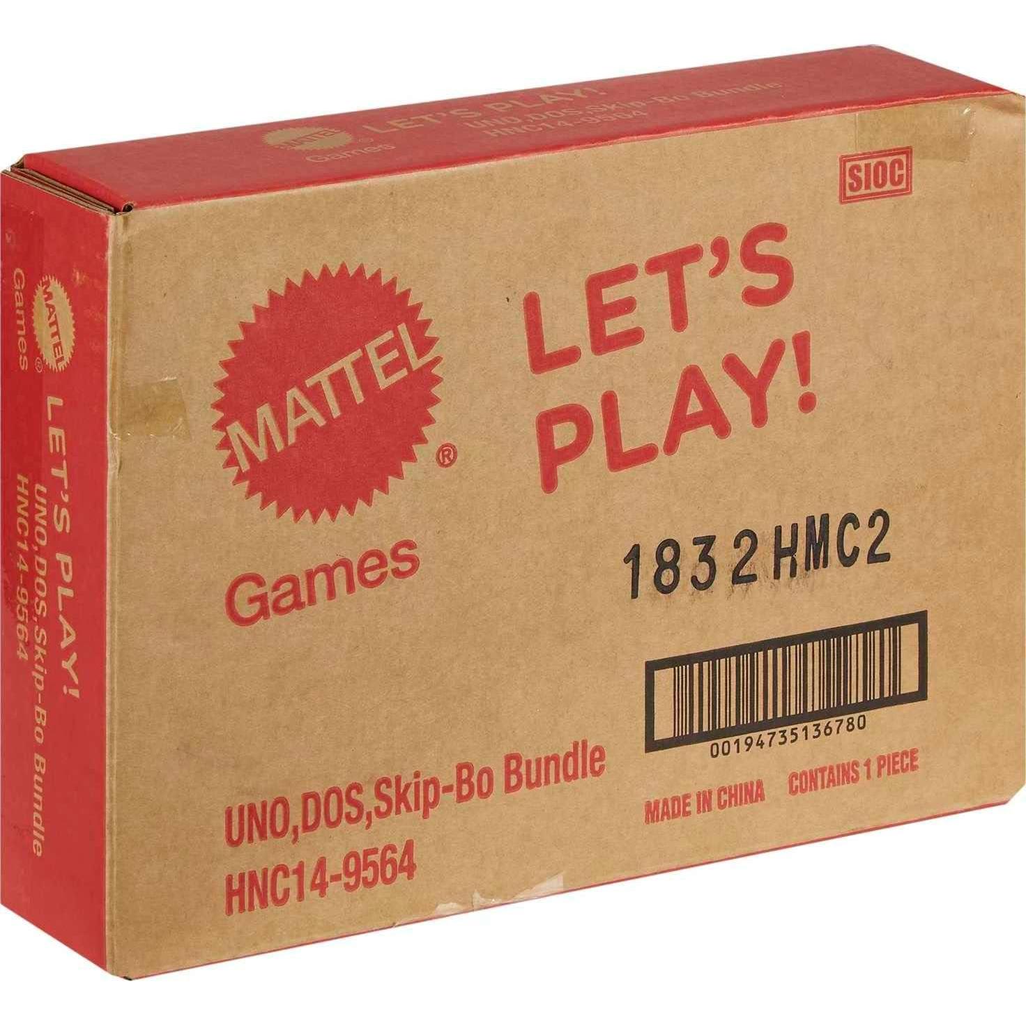 Juego de Cartas Mattel UNO, DOS y Skip-Bo en Estuche
