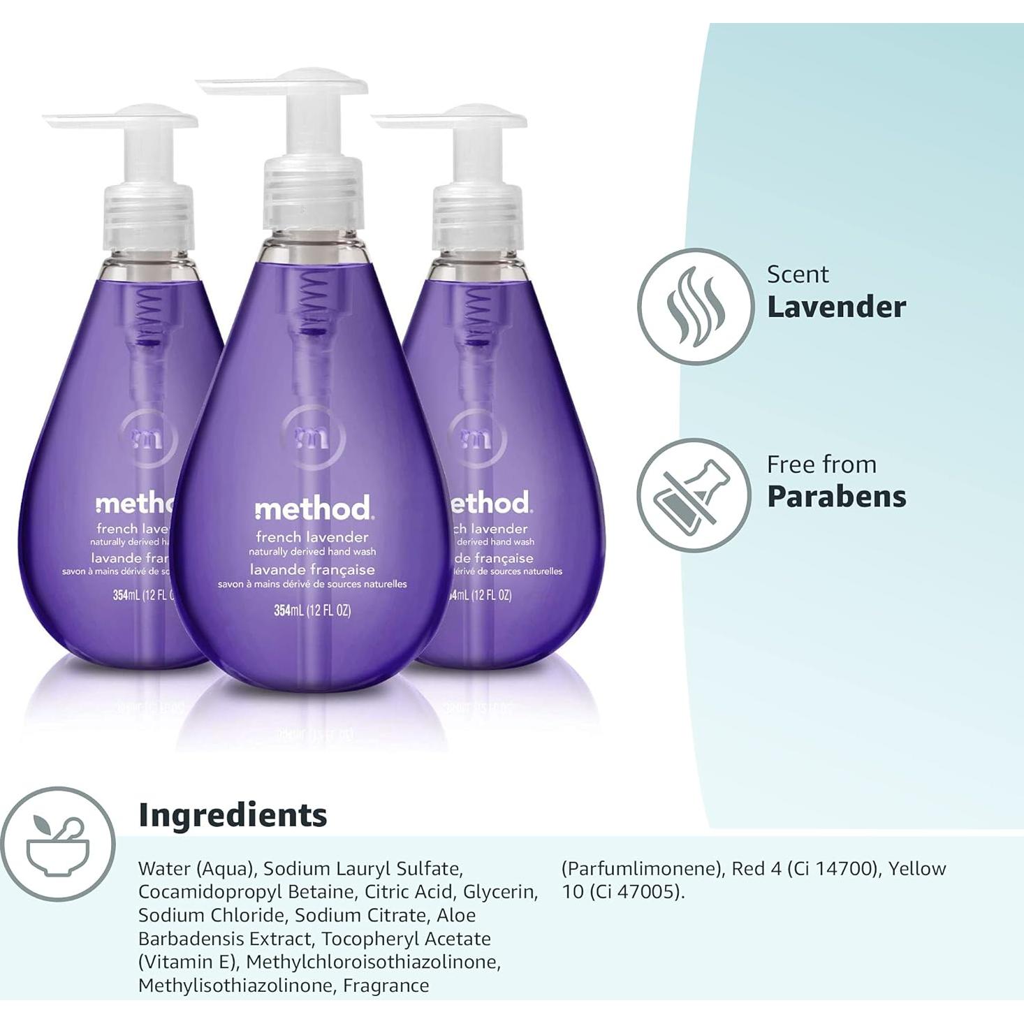 Gel Lavado de Manos Biodegradable Lavanda Francesa 354 ml - Paquete de 3