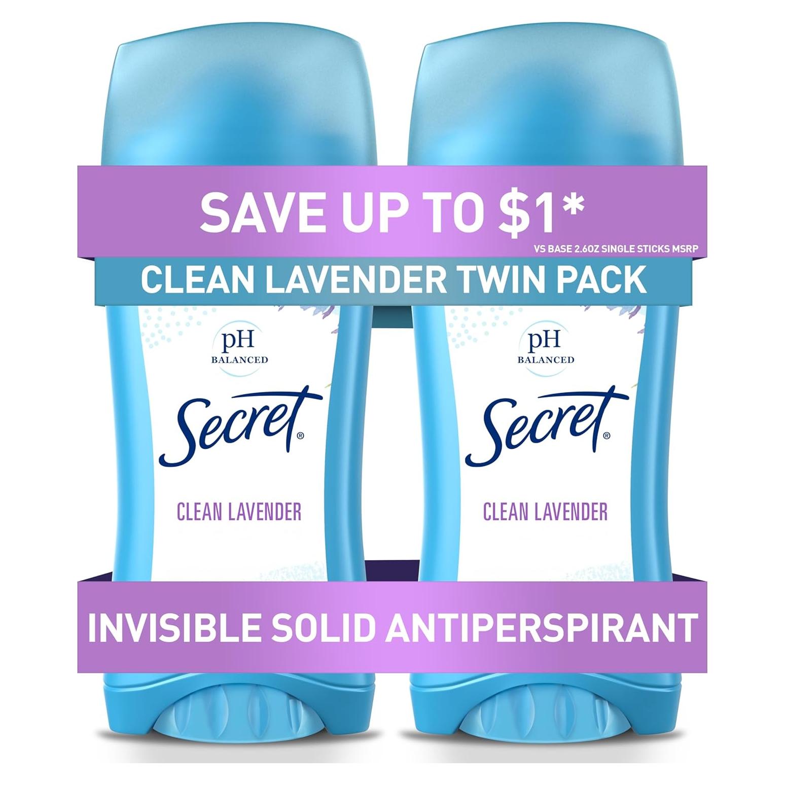 Desodorante Antitranspirante Secret Mujer 74.9 g x 2 Lavanda