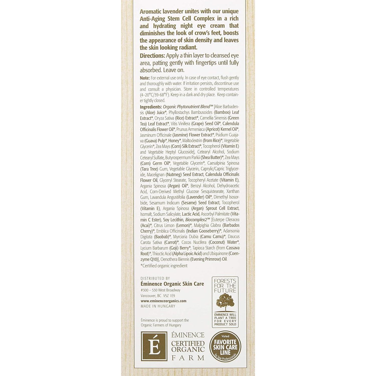 Crema de Ojos Nocturna Eminence Lavanda 30g Anti-Envejecimiento