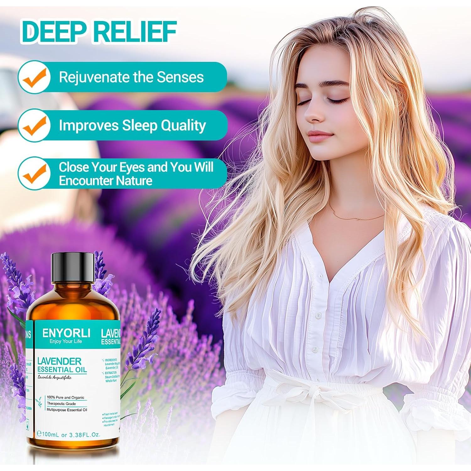 Aceite Esencial de Lavanda 100% Puro ENYORLI 100 ml