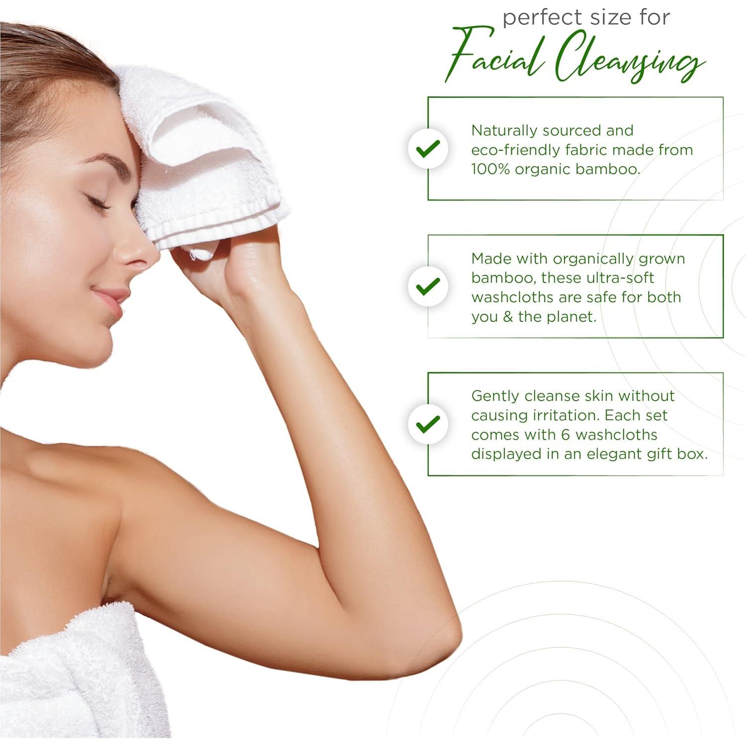 Toallitas Faciales Reutilizables Ellie Cove 100% Rayón Bambú Set 6