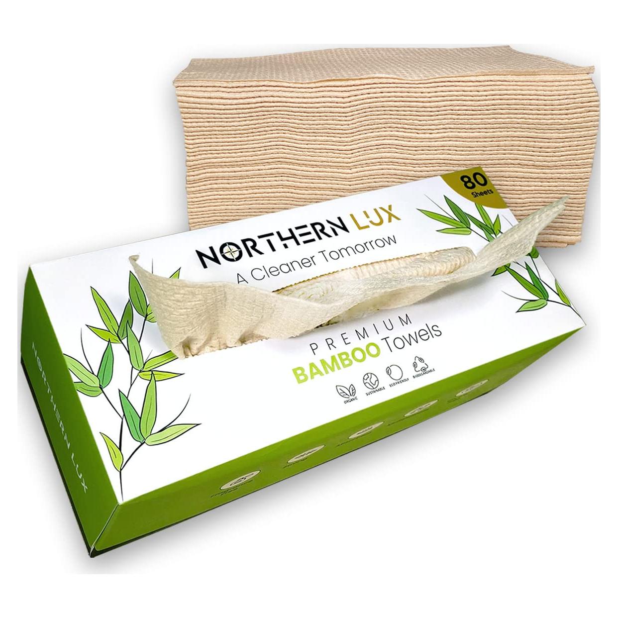 Toallas Faciales Desechables de Bambú Northern Lux - 80 Hojas