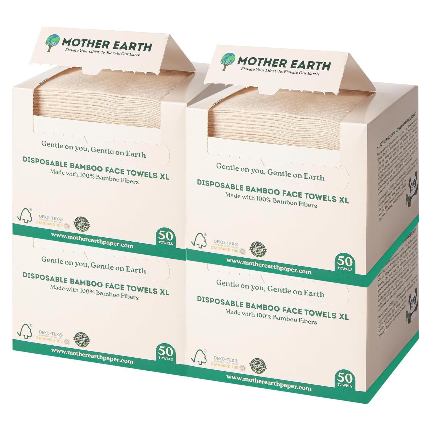 Toallas Faciales Hipoalergénicas MOTHER EARTH XL - 200 Pzas