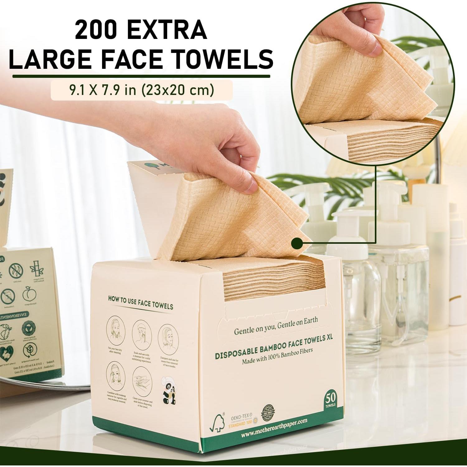 Toallas Faciales Hipoalergénicas MOTHER EARTH XL - 200 Pzas