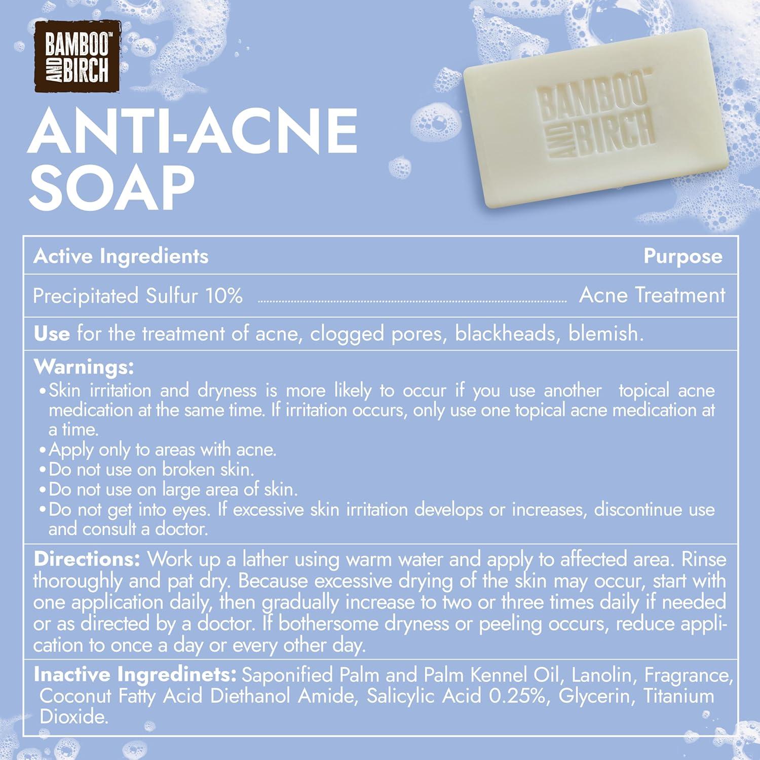Jabón de Azufre Bamboo & Birch 10% 99.22 g Tratamiento Acné