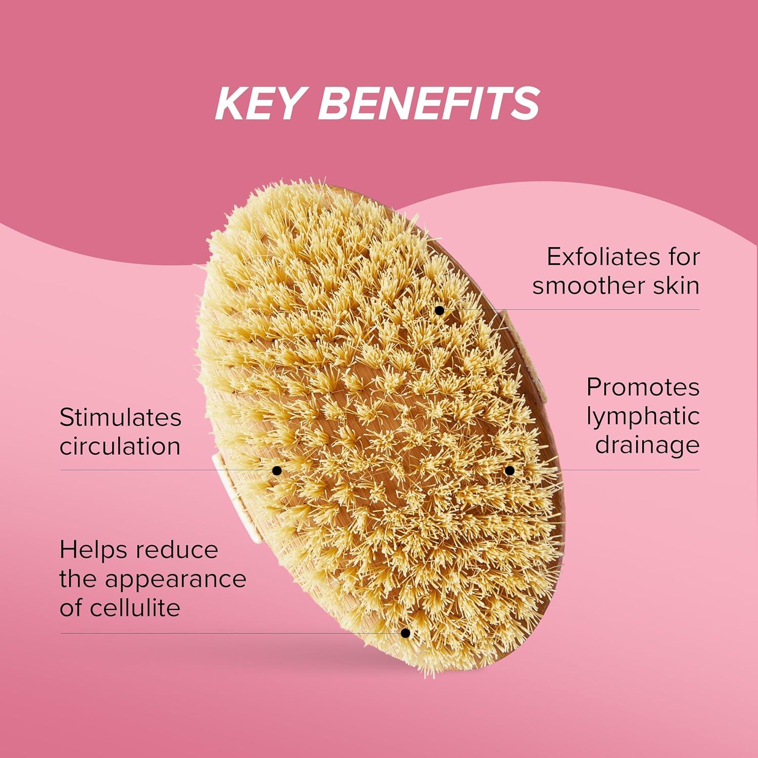 Cepillo Seco Redondo Skin Gym de Bambú para Cuerpo 17cm