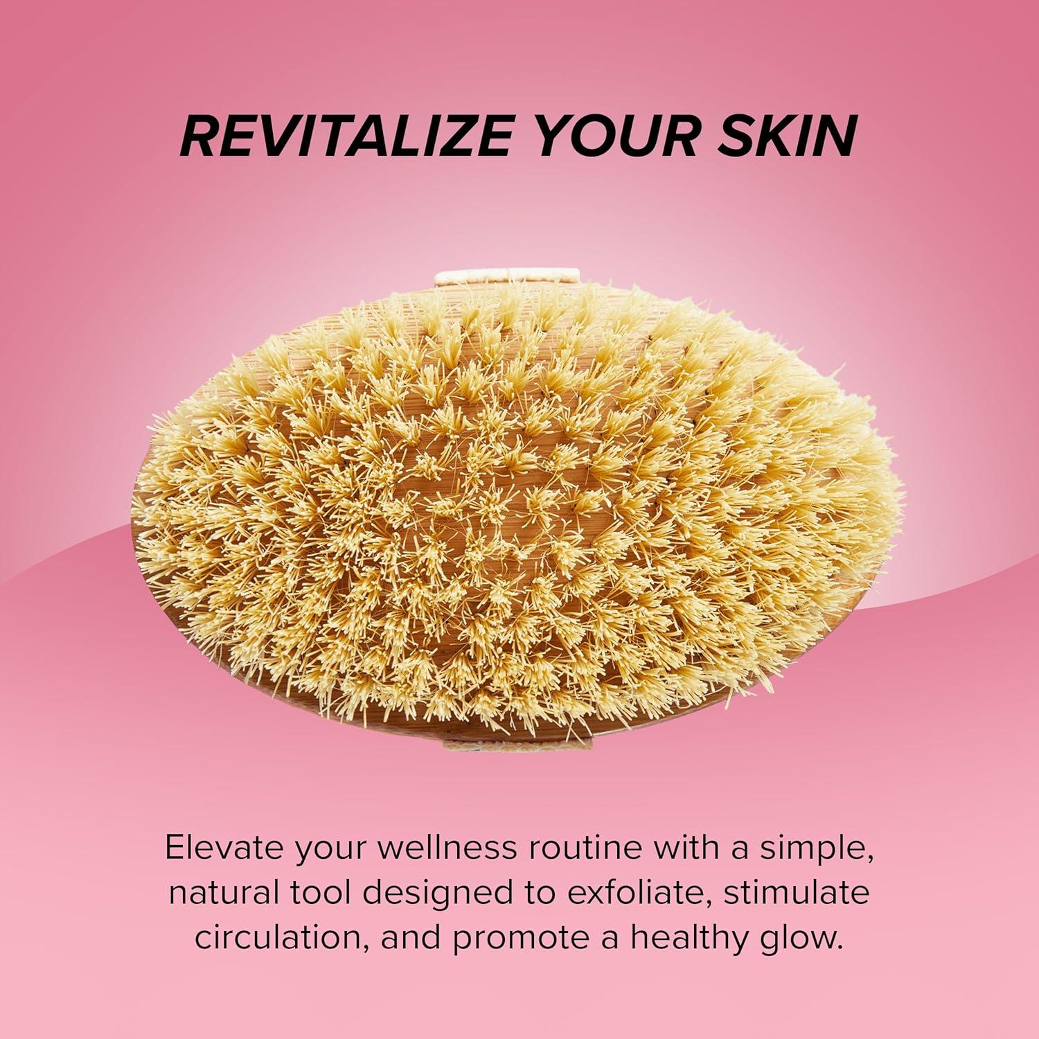 Cepillo Seco Redondo Skin Gym de Bambú para Cuerpo 17cm