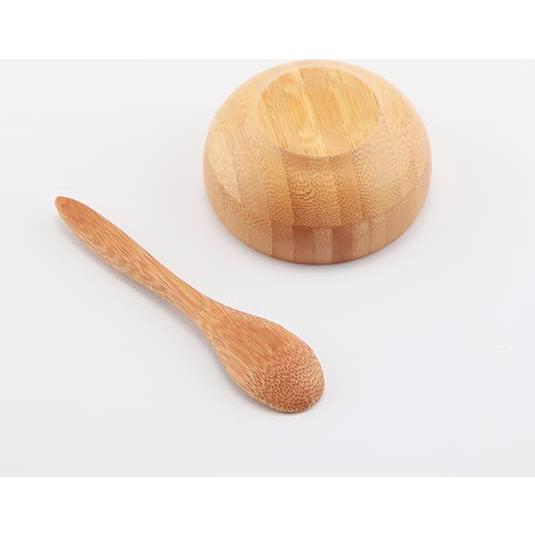 Set de 2 Tazones de Bambú con Cuchara para Mascarillas