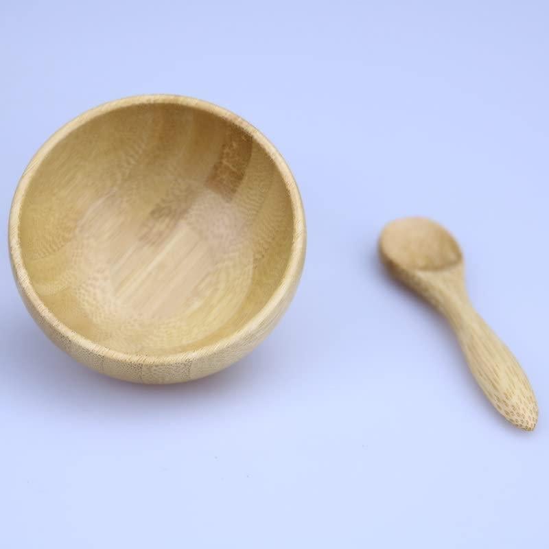 Set de 2 Tazones de Bambú con Cuchara para Mascarillas