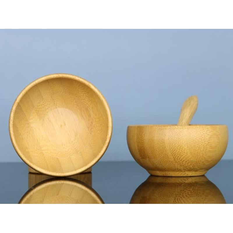 Set de 2 Tazones de Bambú con Cuchara para Mascarillas