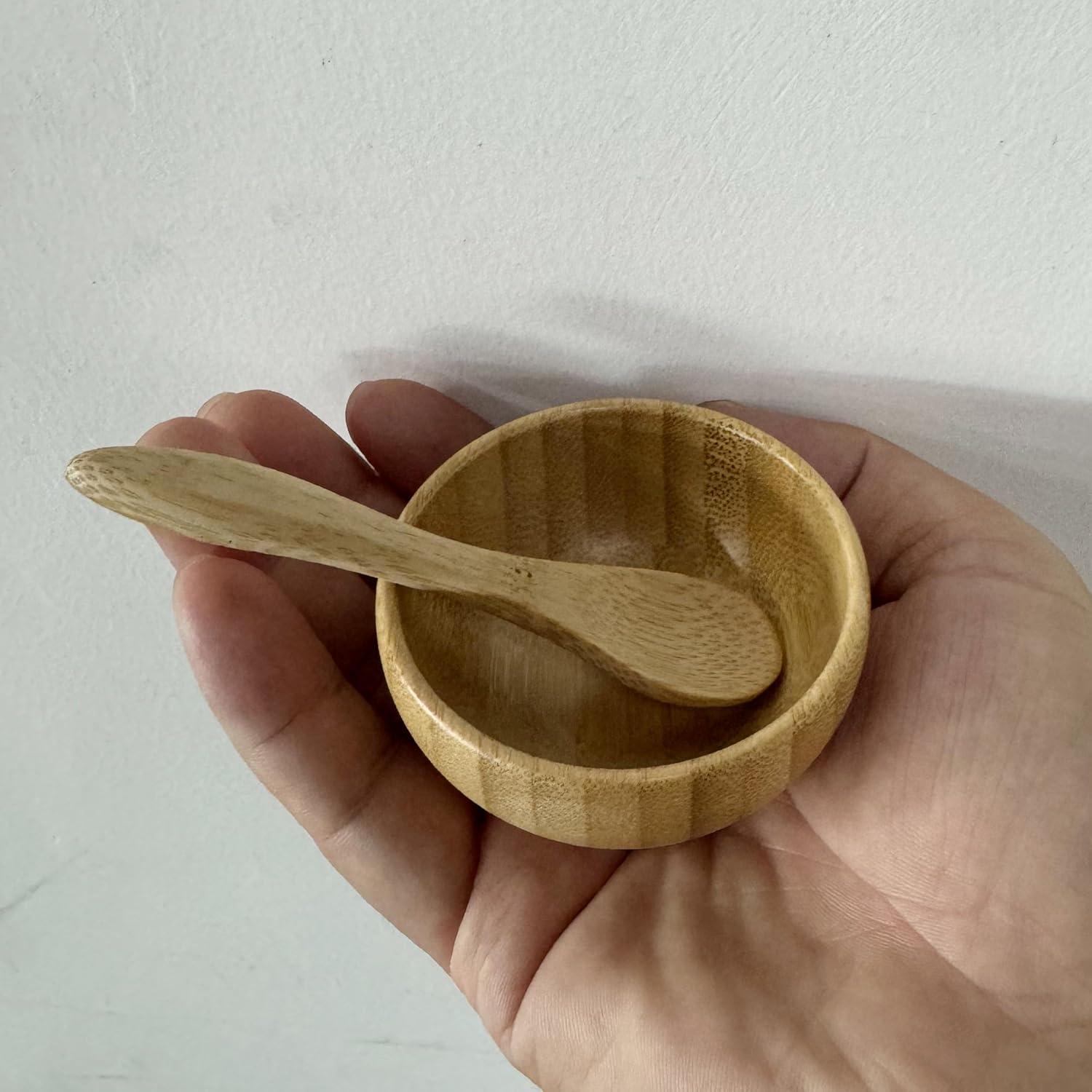 Set de 2 Tazones de Bambú con Cuchara para Mascarillas