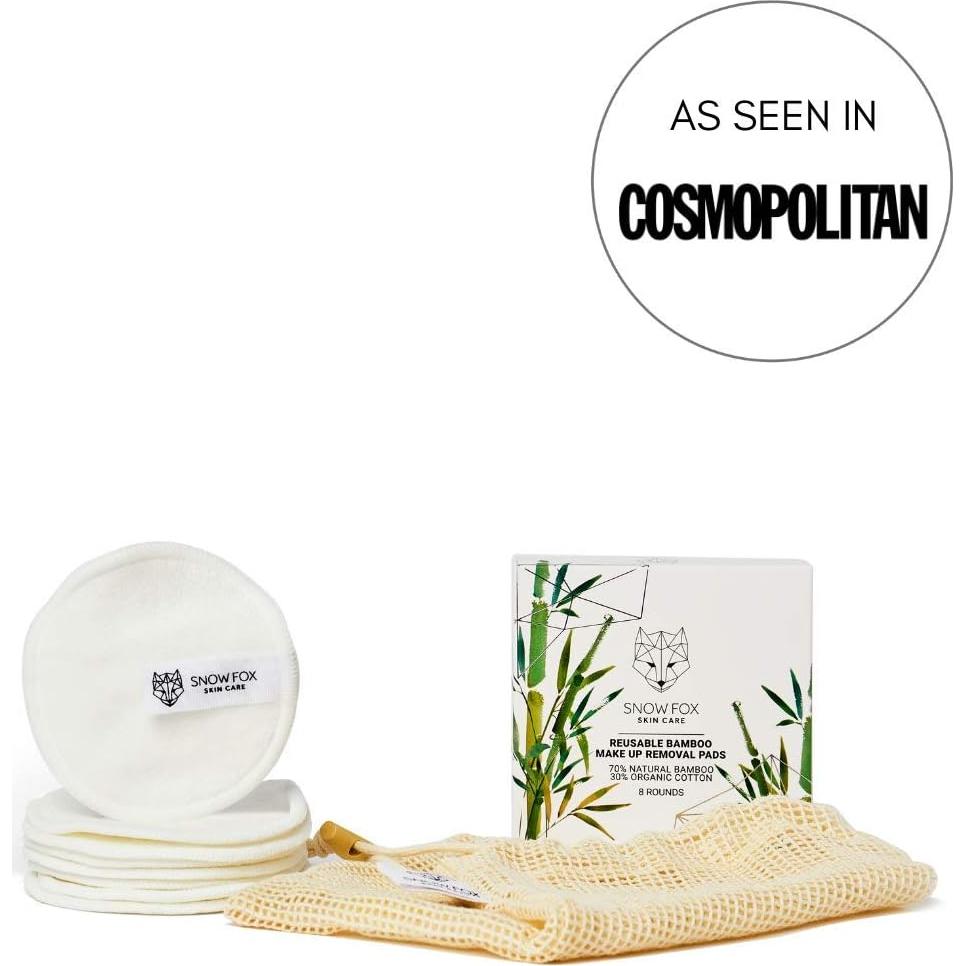 Discos Desmaquillantes Reutilizables Snow Fox - 8 Piezas de Bambú y Algodón Orgánico