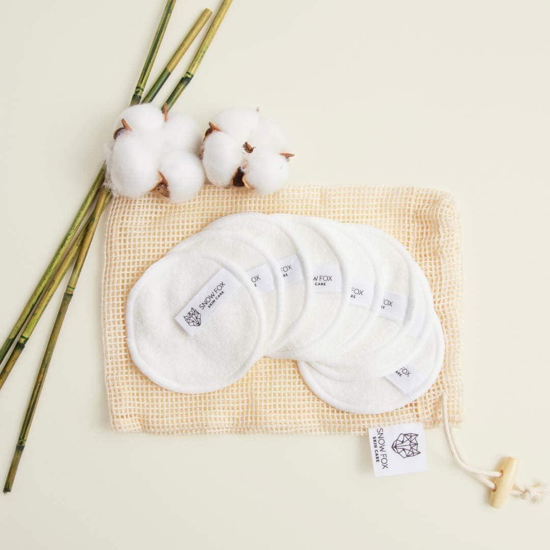 Discos Desmaquillantes Reutilizables Snow Fox - 8 Piezas de Bambú y Algodón Orgánico