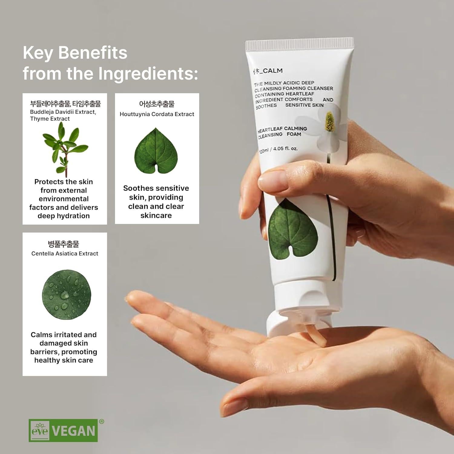 Espuma Limpiadora Calmante Heartleaf 120ml - Coreana para Piel Sensible