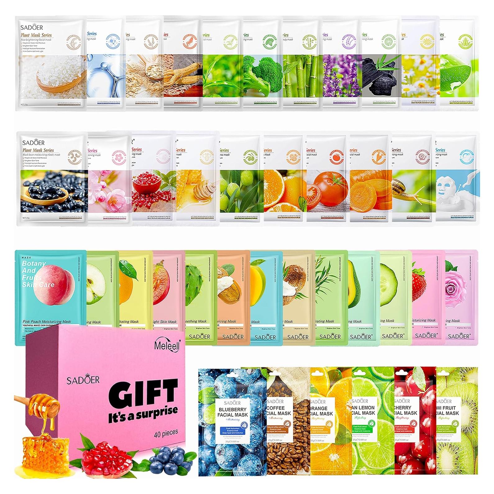 Paquete de 40 mascarillas faciales Meleell colágeno hidratante
