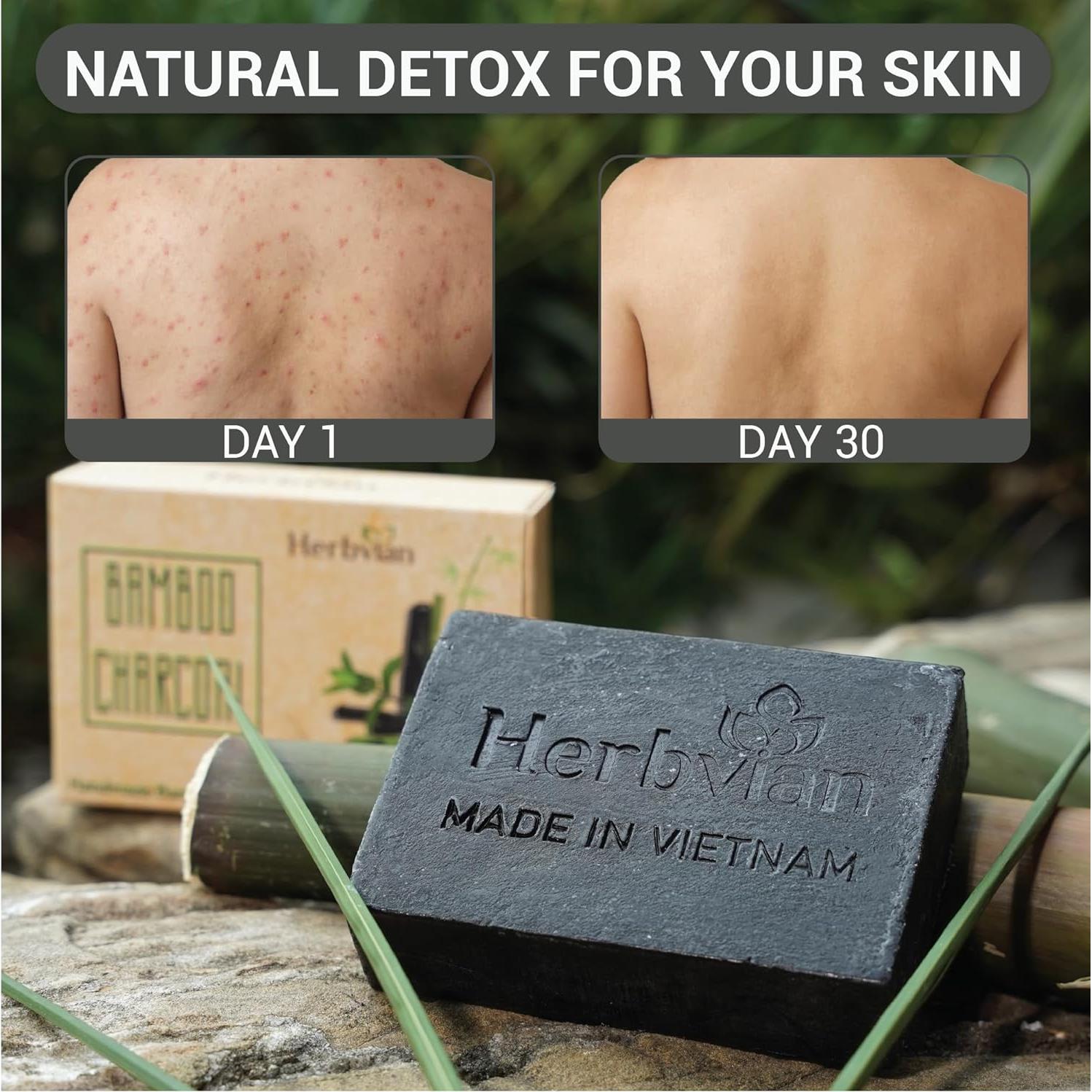 Barra de Jabón de Carbón Activado HerbVian 100g con Menta