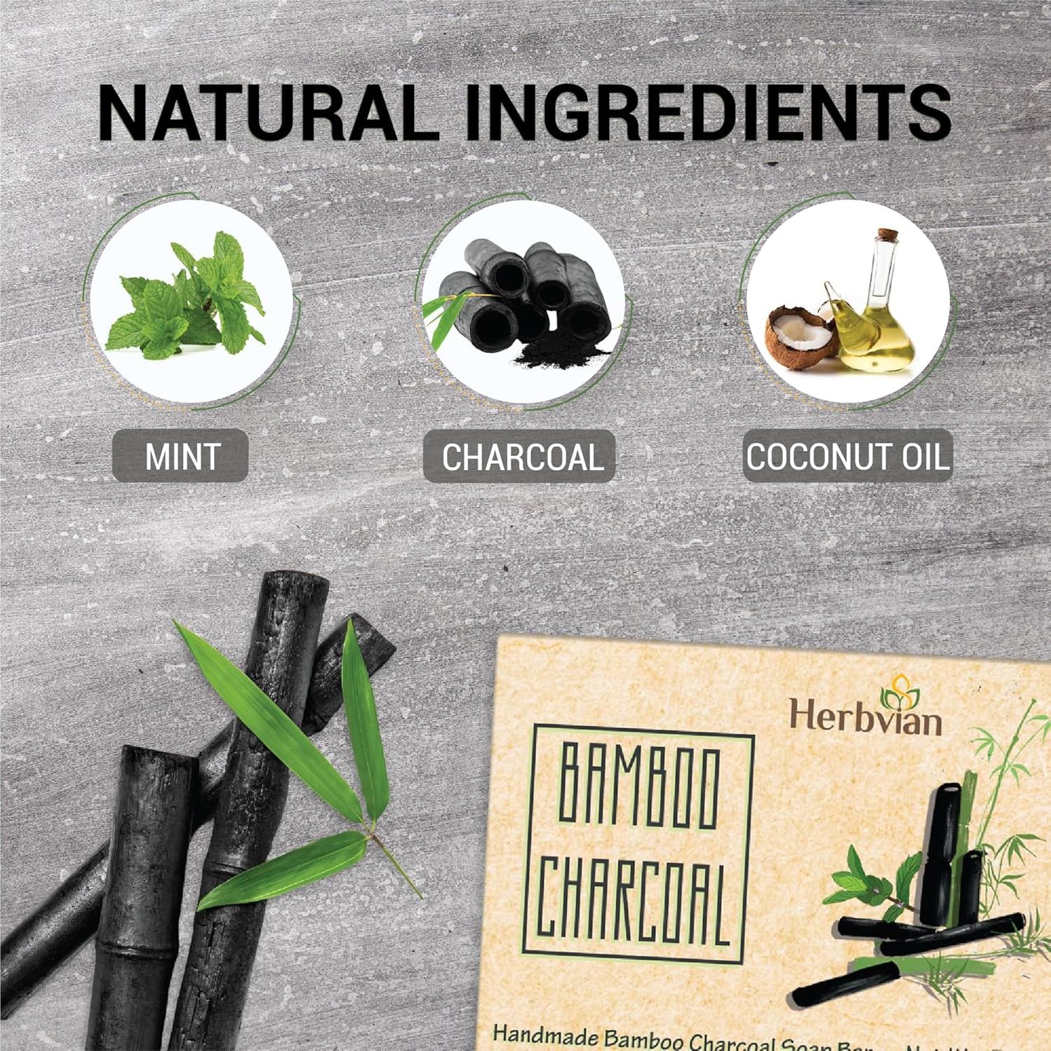 Barra de Jabón de Carbón Activado HerbVian 100g con Menta