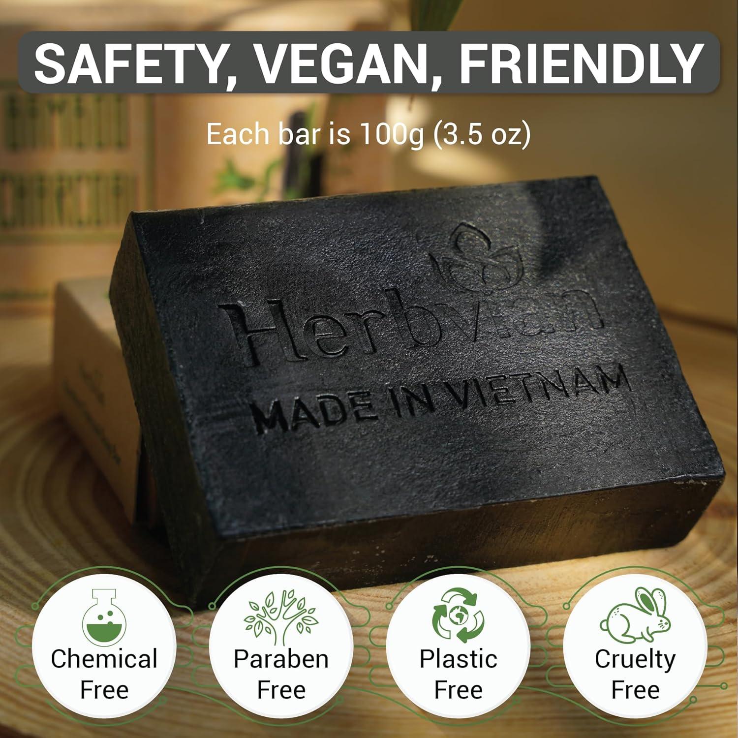 Barra de Jabón de Carbón Activado HerbVian 100g con Menta