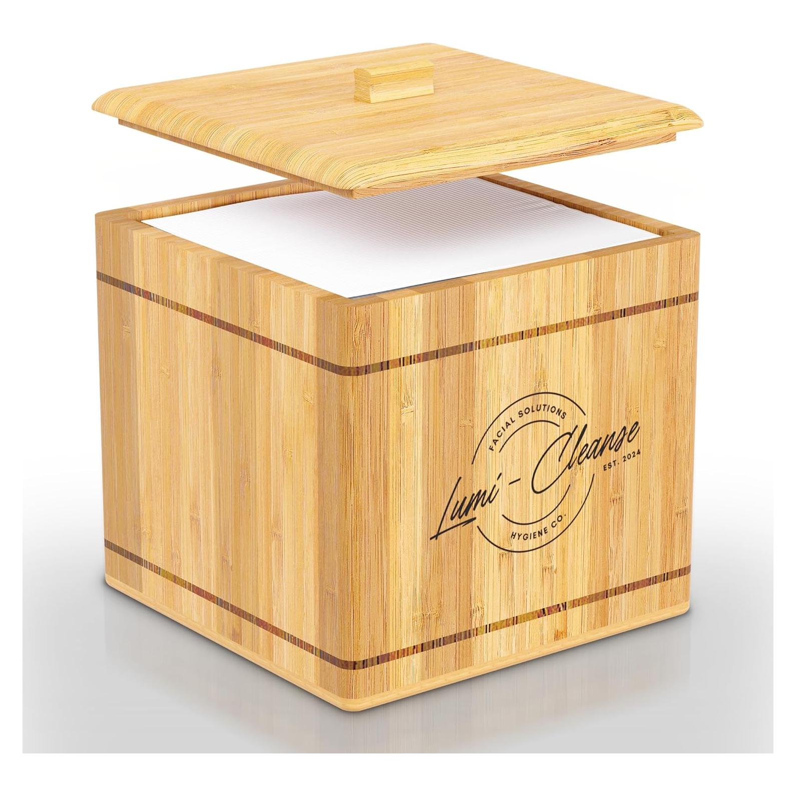 Caja de Bambú Lumi-Cleanse con 50 Toallas Ultra Suaves