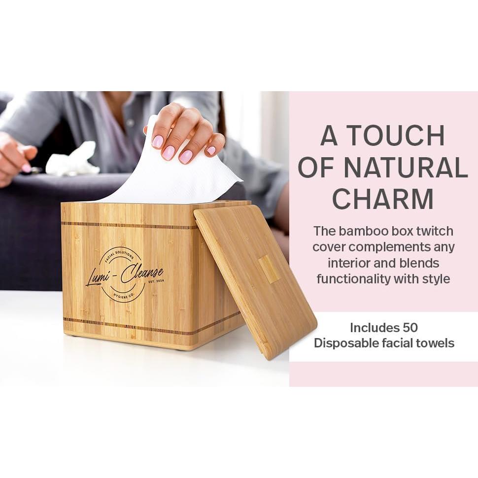 Caja de Bambú Lumi-Cleanse con 50 Toallas Ultra Suaves