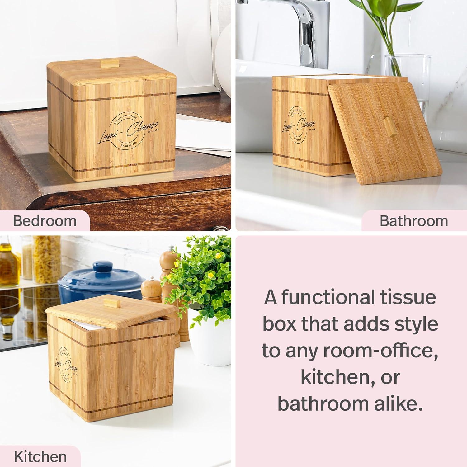 Caja de Bambú Lumi-Cleanse con 50 Toallas Ultra Suaves