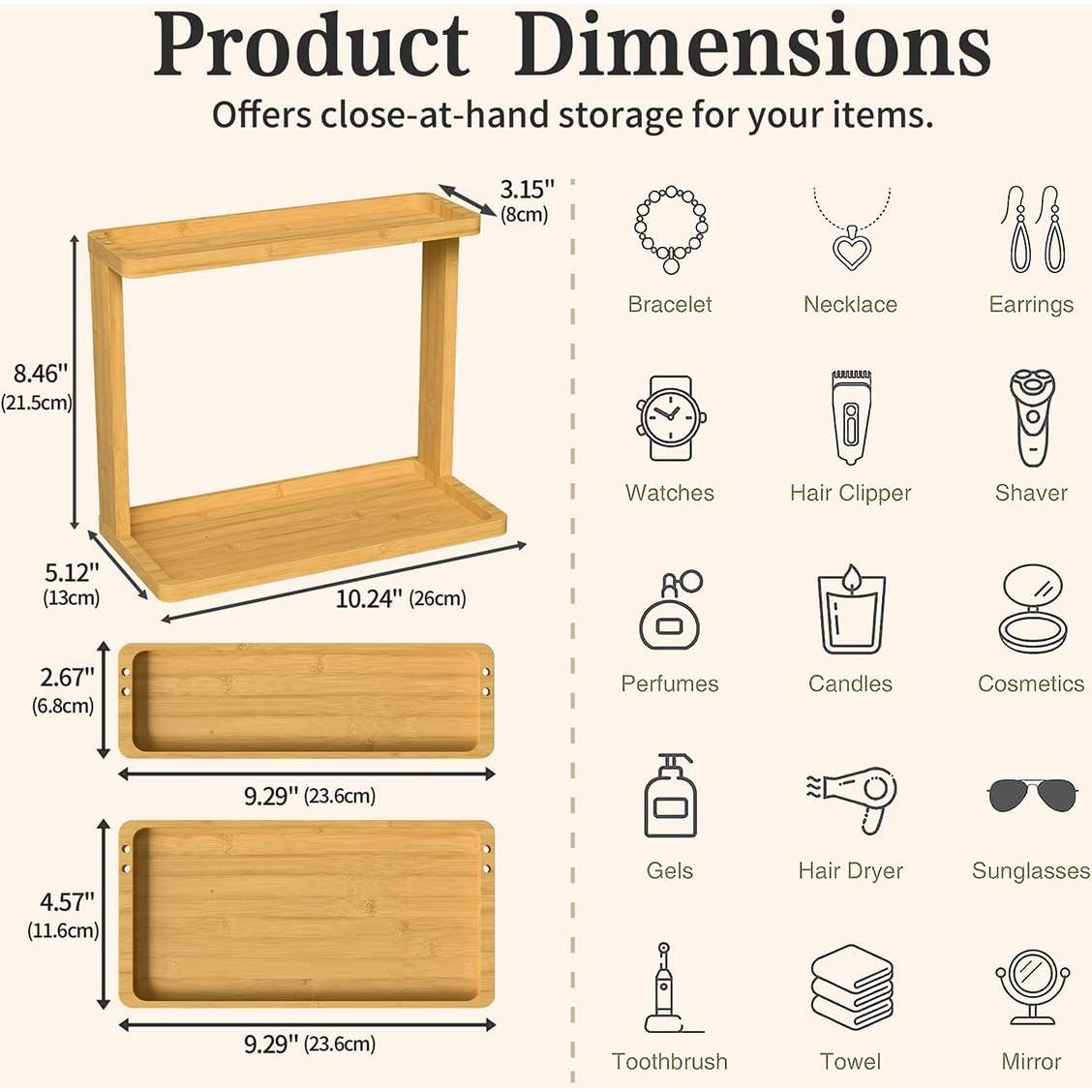 Organizador de Baño PEKER de Bambú Natural 26x21.5x13 cm