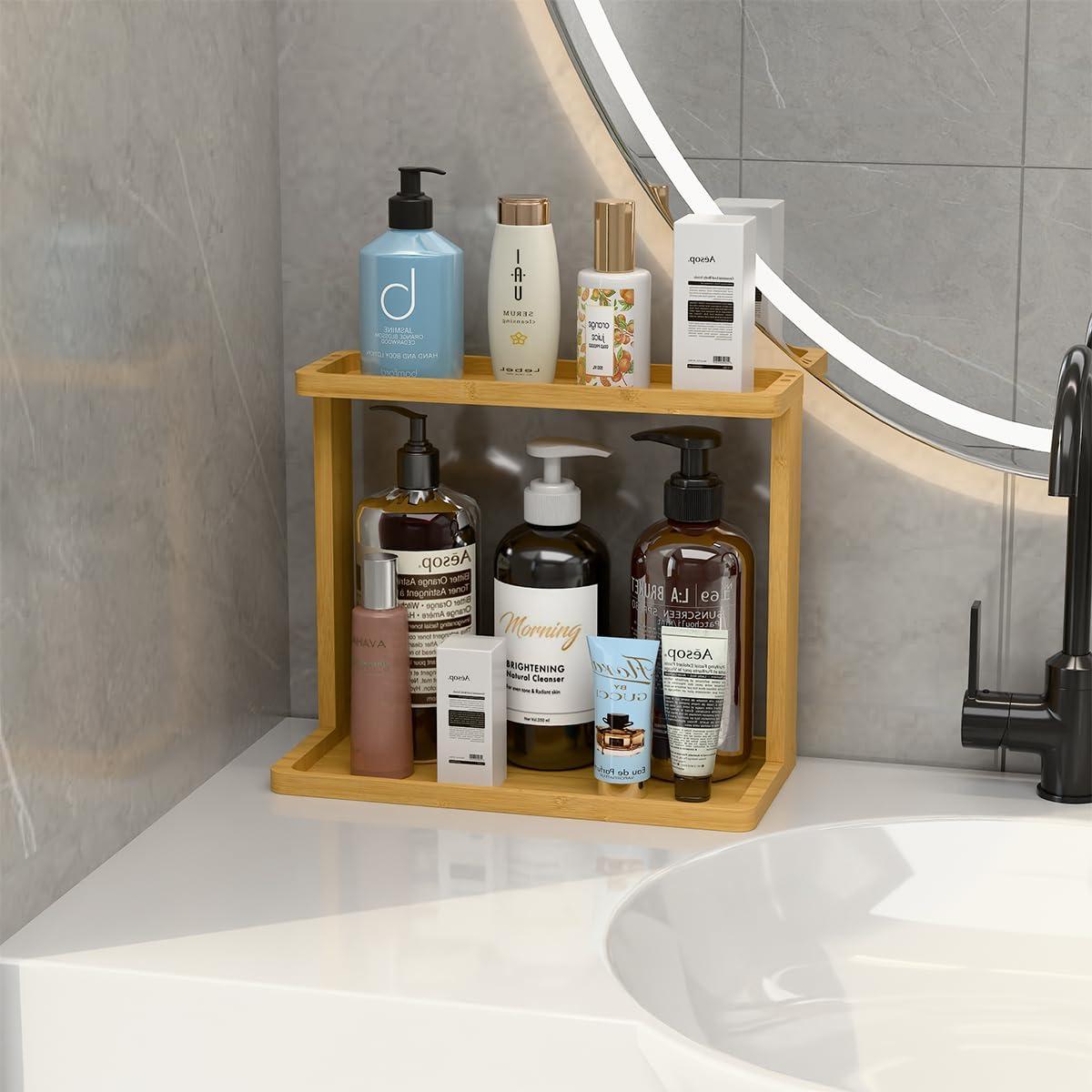 Organizador de Baño PEKER de Bambú Natural 26x21.5x13 cm