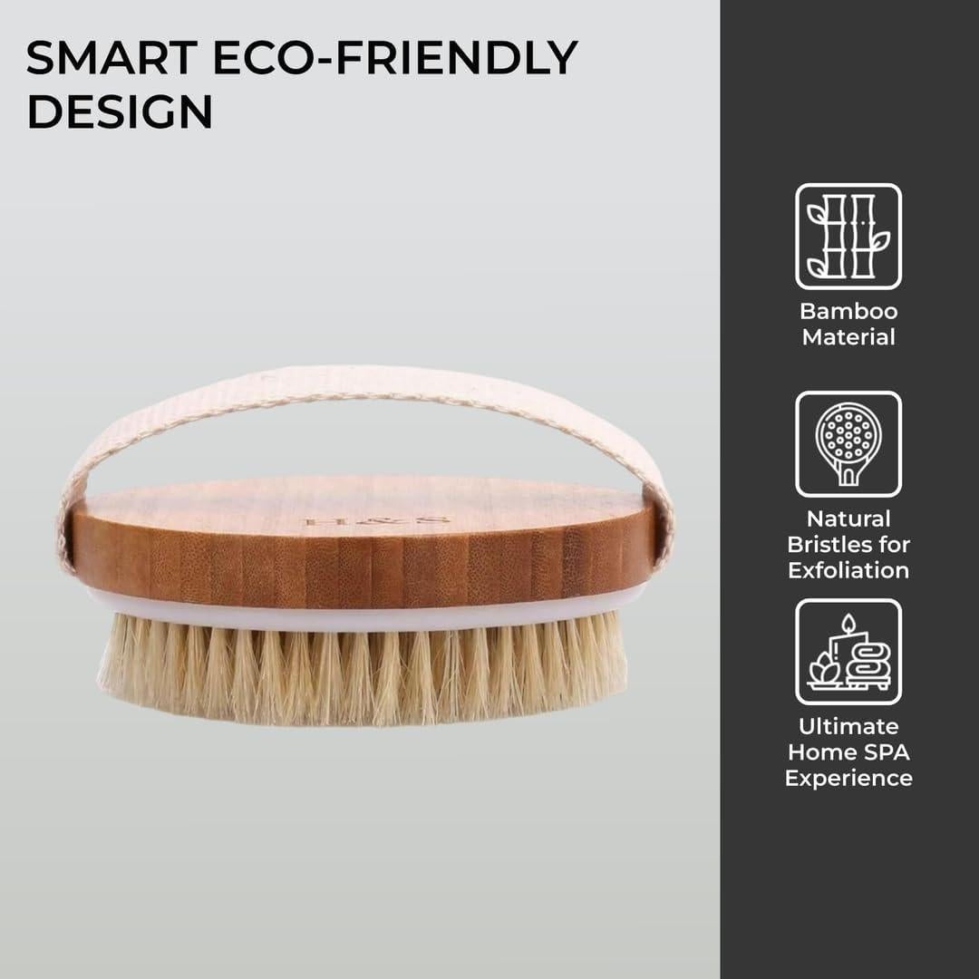 Cepillo Corporal Exfoliante H&S de Bambú - 2 Piezas con Cerdas de Masaje