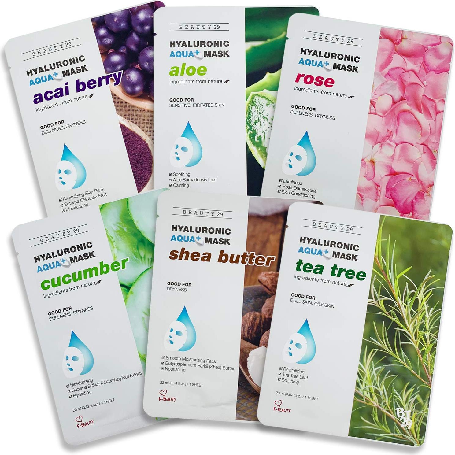 Combo 18 Máscaras Faciales K-Beauty Algodón 100% Natural