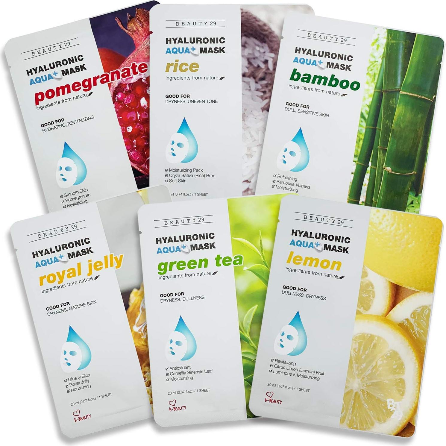 Combo 18 Máscaras Faciales K-Beauty Algodón 100% Natural