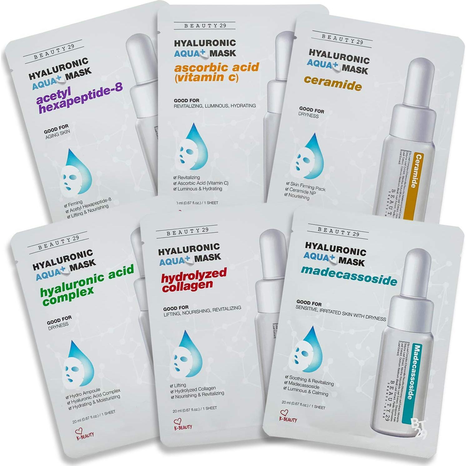 Combo 18 Máscaras Faciales K-Beauty Algodón 100% Natural