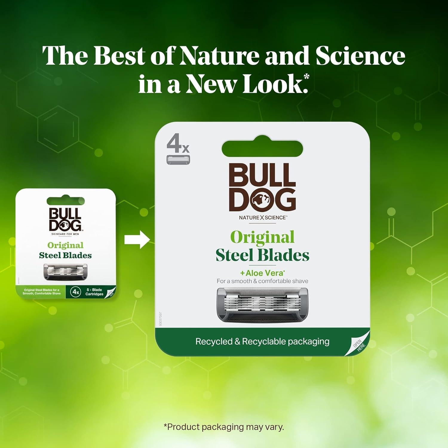 Recambios de cuchillas de afeitar Bulldog para hombres - 4 unidades