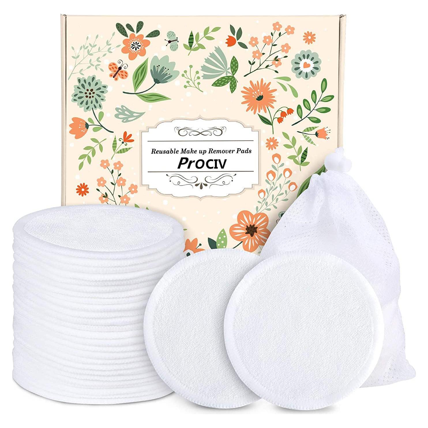 ProCIV Almohadillas Reutilizables de Algodón Orgánico 18 Pzas