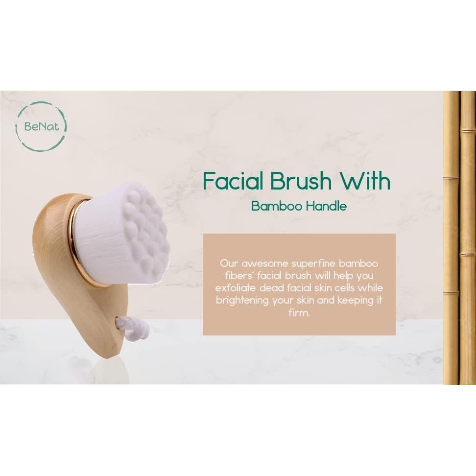 Cepillo Facial de Madera BeNat con Cerdas Suaves 7.1x5.9cm