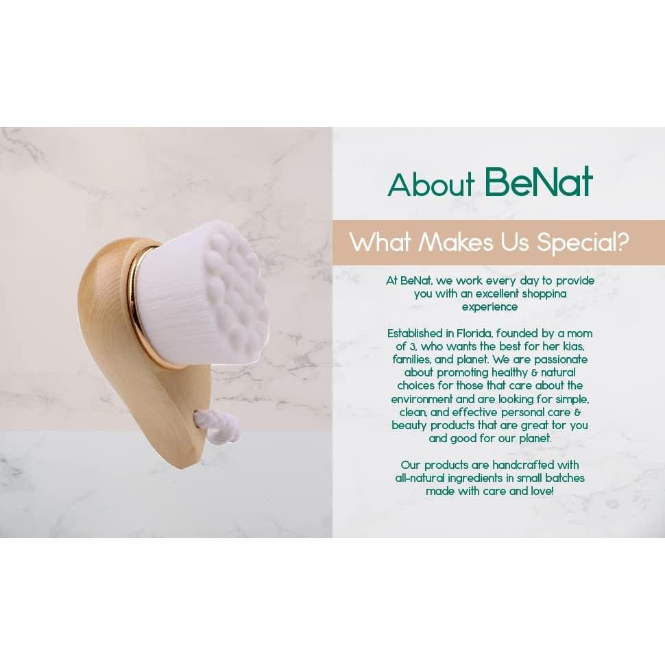 Cepillo Facial de Madera BeNat con Cerdas Suaves 7.1x5.9cm