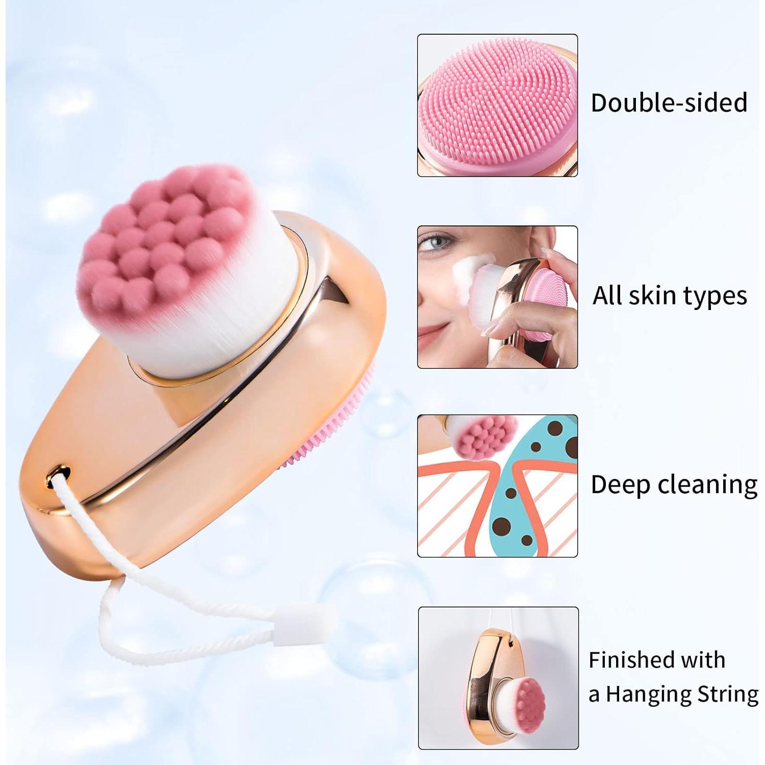 Cepillo Facial Beomeen 2 en 1 Exfoliante de Silicona Oro