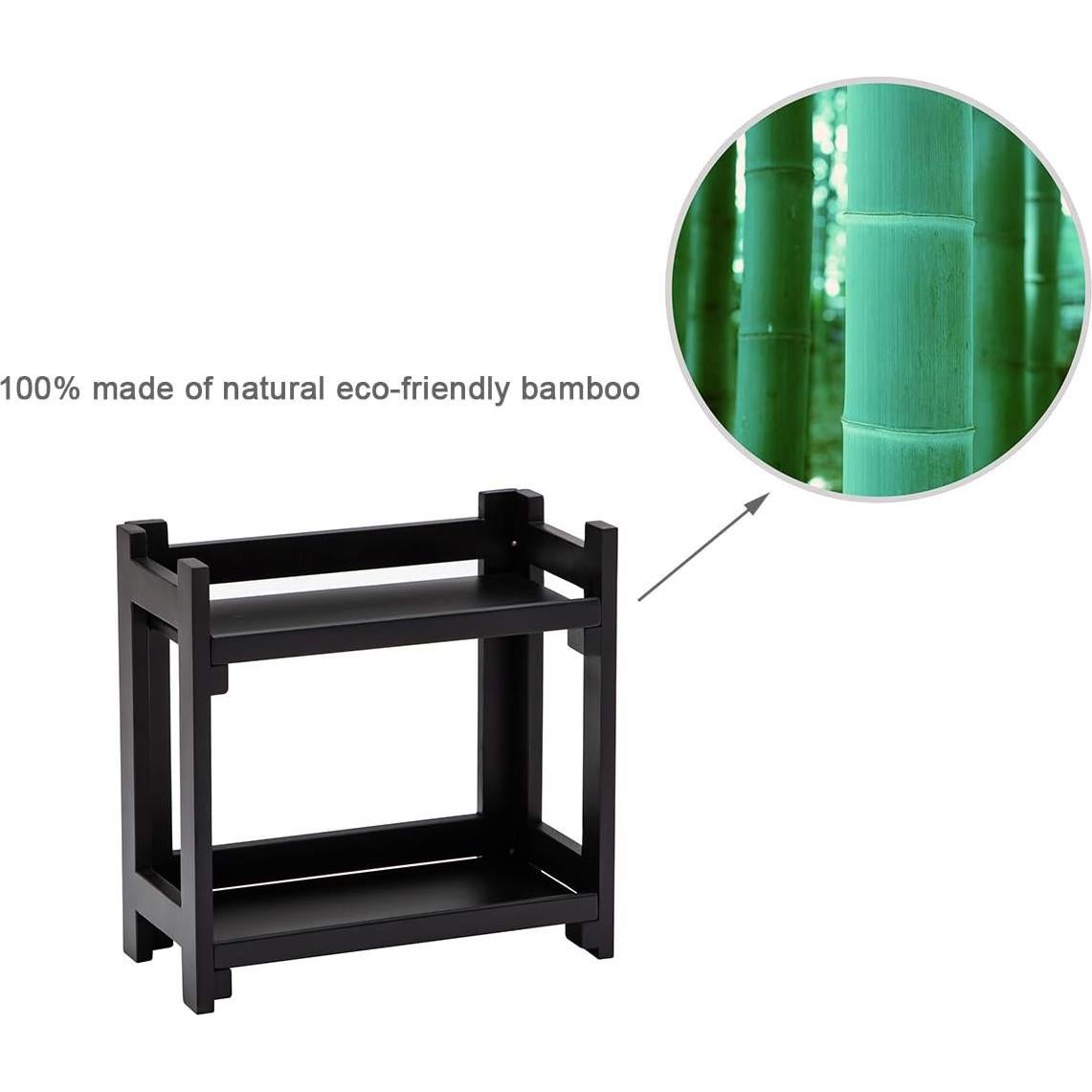 Organizador de Maquillaje GOBAM de Bambú Negro 2 Niveles