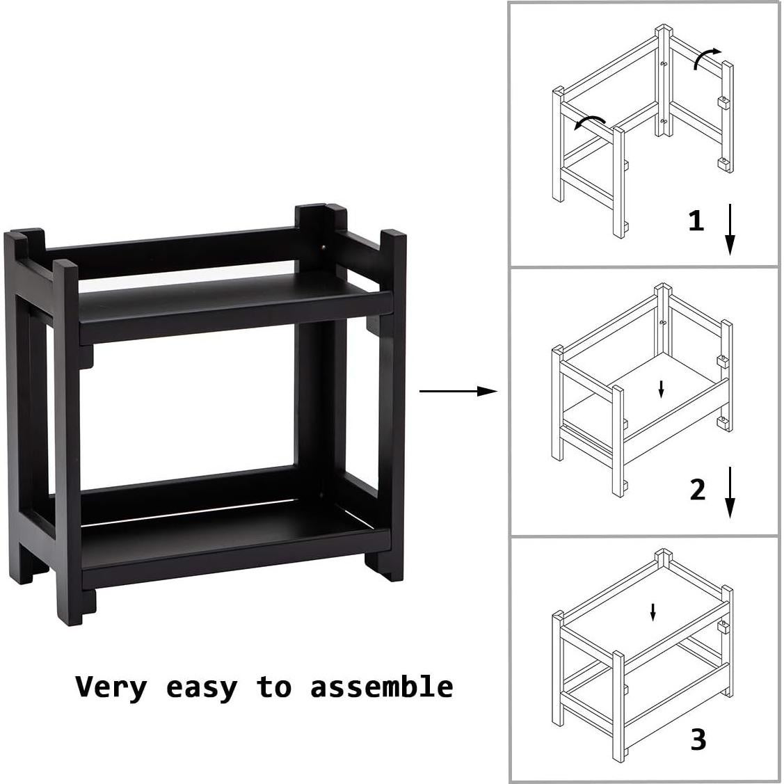 Organizador de Maquillaje GOBAM de Bambú Negro 2 Niveles