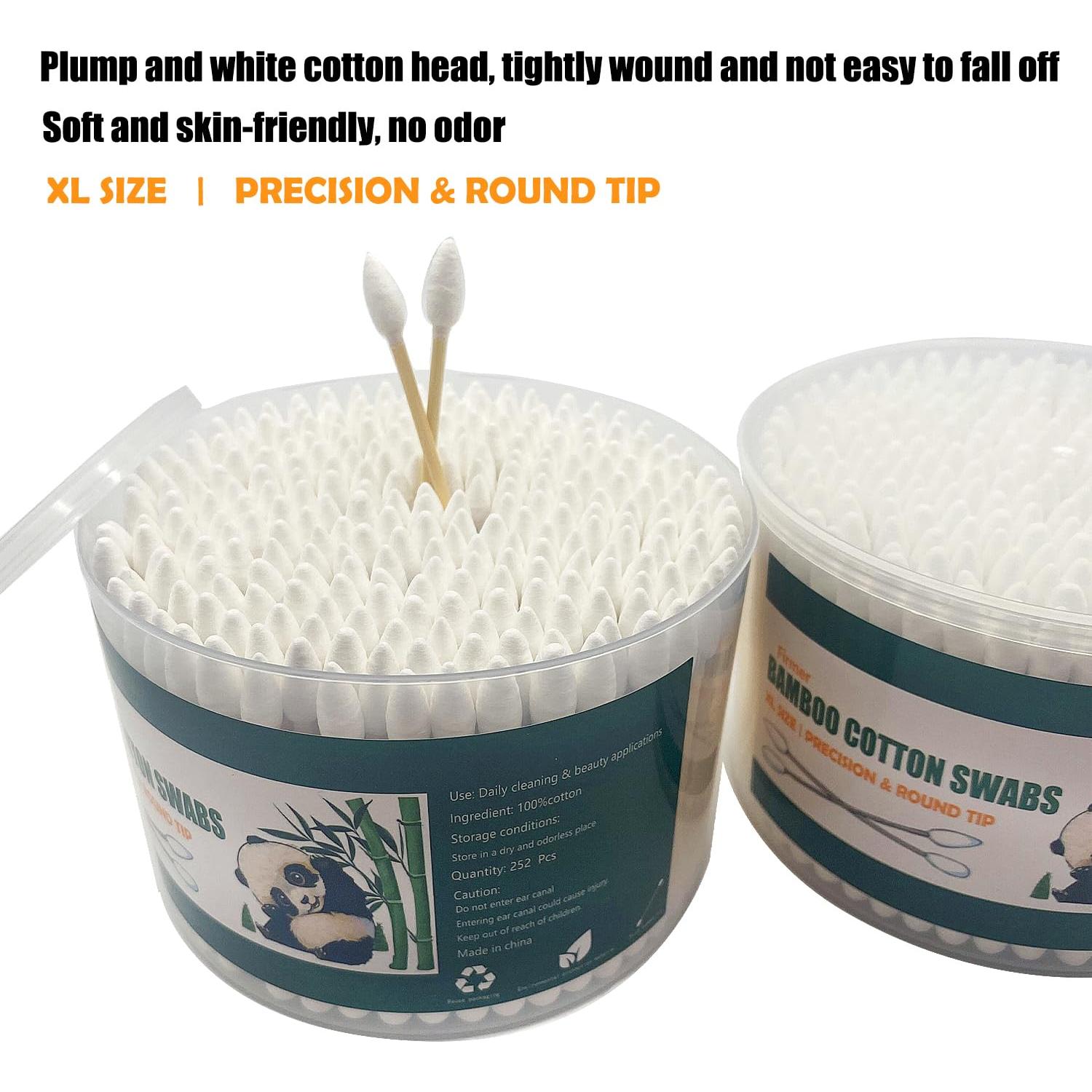 Hisopos de Algodón XL de Bambú Natural 756pcs - Punta Precisa